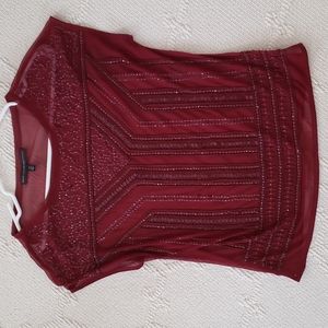 White House Black Market Burgundy Sheer Top